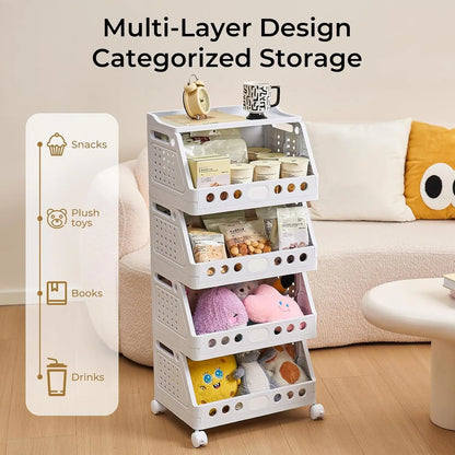 2-5 Tier Stackable Rolling Cart