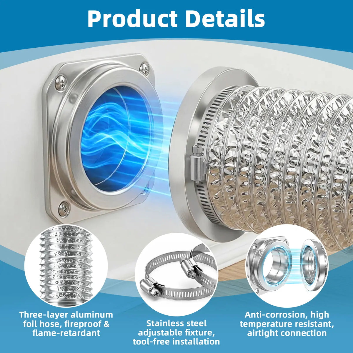 Upgrade Stainless Steel Magnetic Dryer VentCoupling Quick Connect