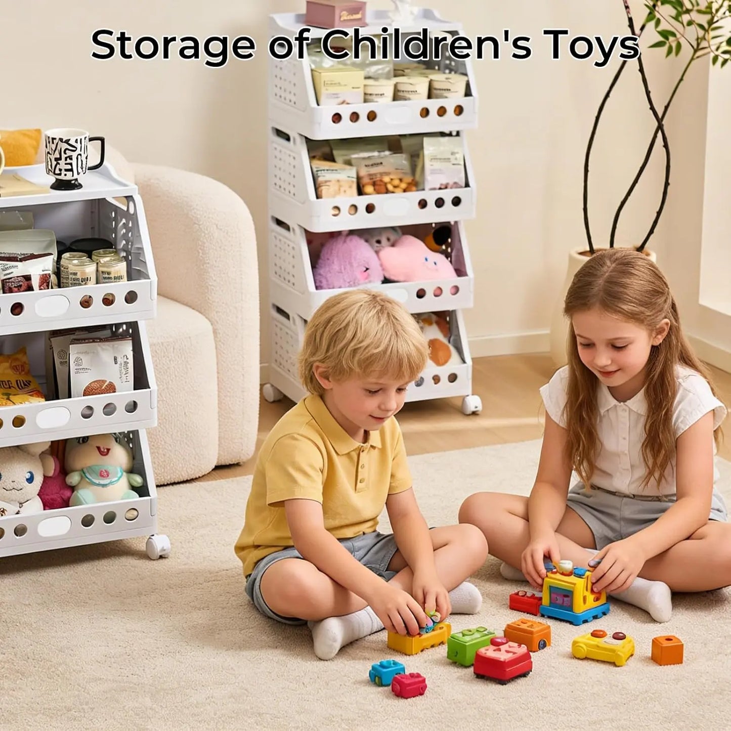 2-5 Tier Stackable Rolling Cart